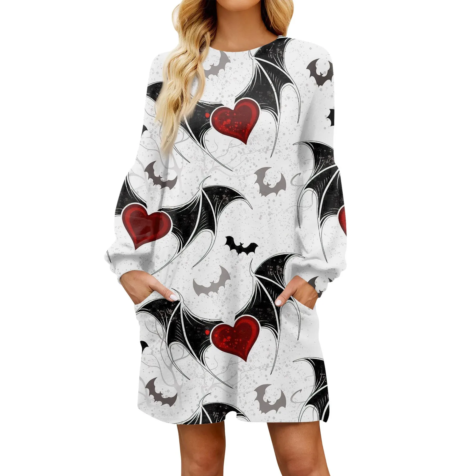 

Women 2024 Fashion Women Halloween Print Autumn Long Sleeve Casual Loose Dress Vestidos Para Mujer Vestido Feminino