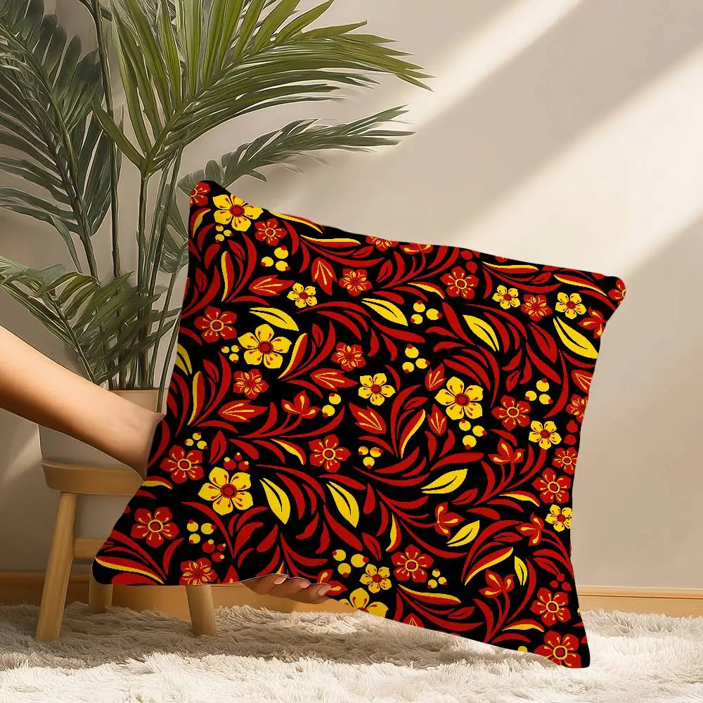 Наволочка с украинским народным узором, короткая плюшевая наволочка с принтом, квадратная наволочка, диван, домашний декор