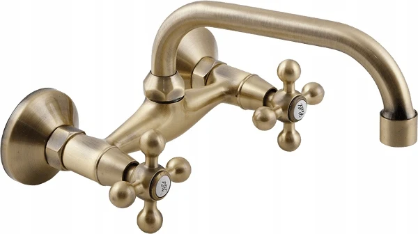 Wandgootsteenkraan Retro Antiek Messing Stilo