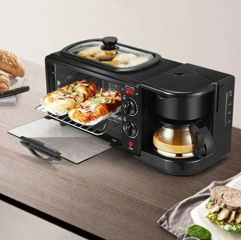 Picture 3: 220V 3-In-1 Coffee Machine Multi-function Roasting and Frying Breakfast Machine Brewed Coffee Hot Milk with Oven Coffee Machine