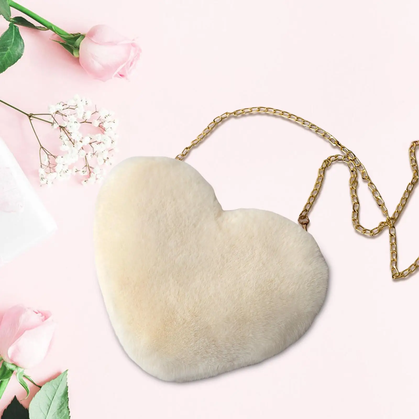 Ladies Female Women Crossbody with Chain Heart Shape Shoulder Bag Clutch Evening image 4