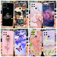 For Realme C15 Case Fashion Marble Butterfly Flower Soft TPU Phone Case For Realme C15 RMX2180 RMX2195 Coque C 15 Silicone Cover