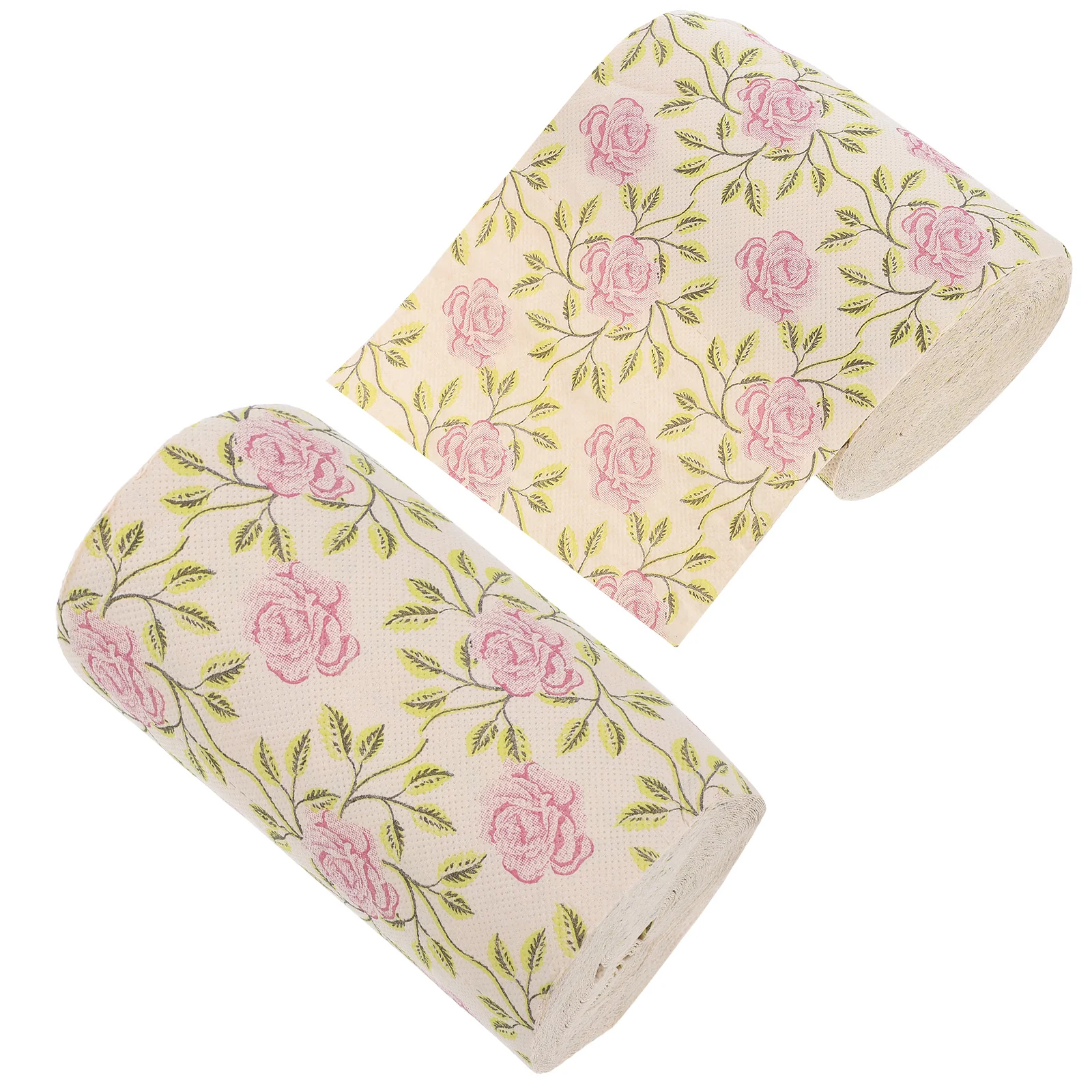 2 Pcs Roll Toilet Paper Flower Napkins Decorative Wedding Novelty Pattern Tissue Cute Printing