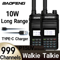 BAOFENG High Power Walkie Talkie P15UV 2PCS Long Range CB Portable Dual Band UHF VHF FM Transceiver Hunting Dual Band Profesiona