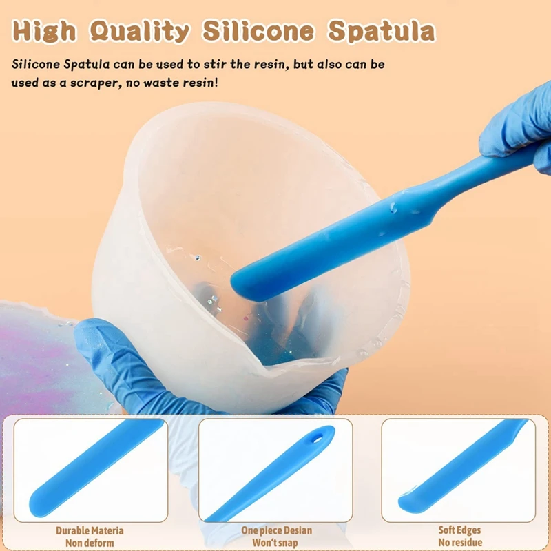 Silicone Measuring Cup Set For Epoxy Resin,600 & 100 Ml Mixing Cup, Silicone Spatula,Gloves Of Epoxy Resin,Easy To Clean