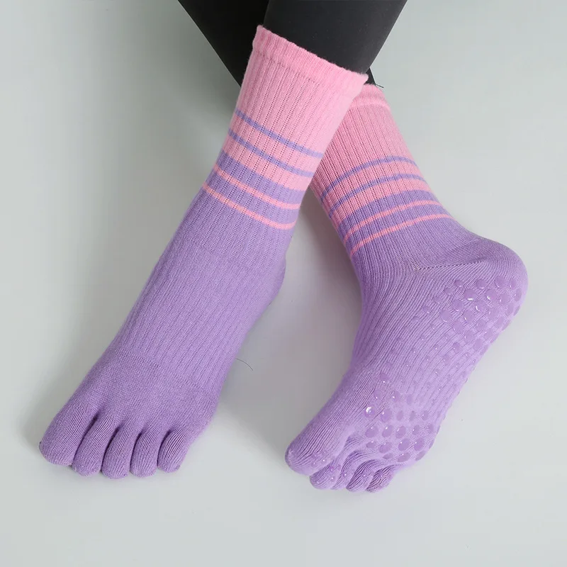 

Long Yoga Toe Socks Ladies Five-finger Socks Non-slip Floor Jumping Exercise Runnining Woman Socks Cotton