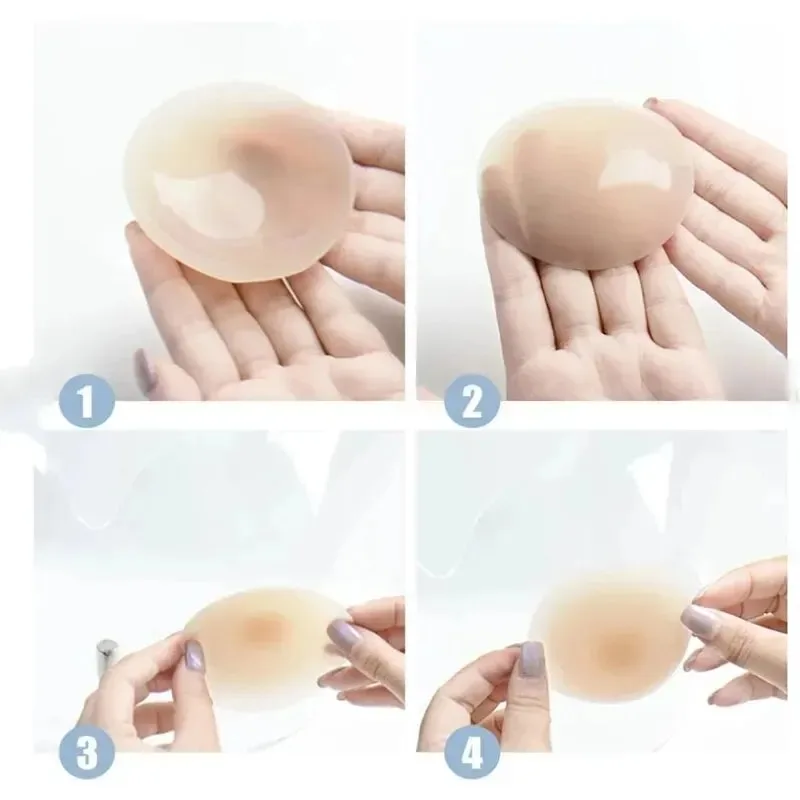 1 Pair Reusable Invisible Breast Petals Nipple Cover Adhesive Strapless Backless Stick-on Silicone Bra for Invisible Clothing