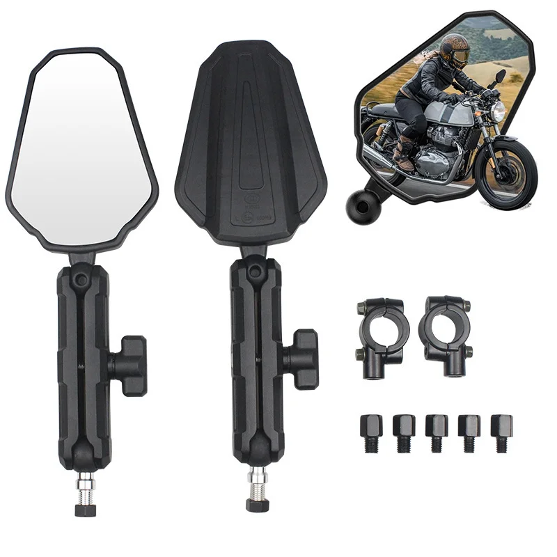 Espejos Universales para Motocicleta, Ajustables en Ángulo, Plegables, Espejo Lateral para Manillar, Compatible con Motocicletas de Aventura, Todoterreno, de Calle y ATV