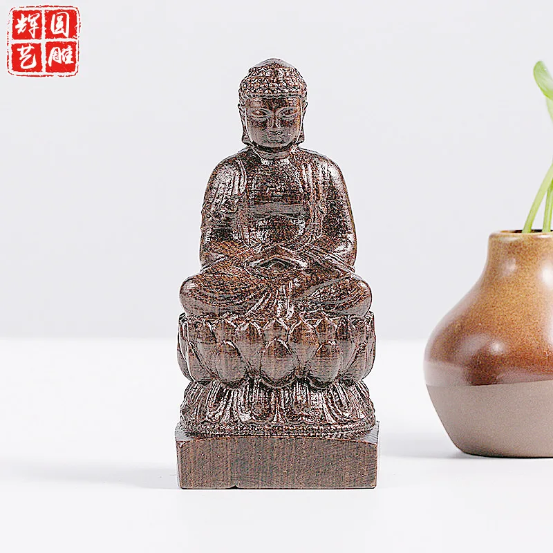 

Sakyamuni Sitting Buddha Buddha Ornament Buddha Tathagata Creative Solid Wood Ebony Carving Crafts Wholesale