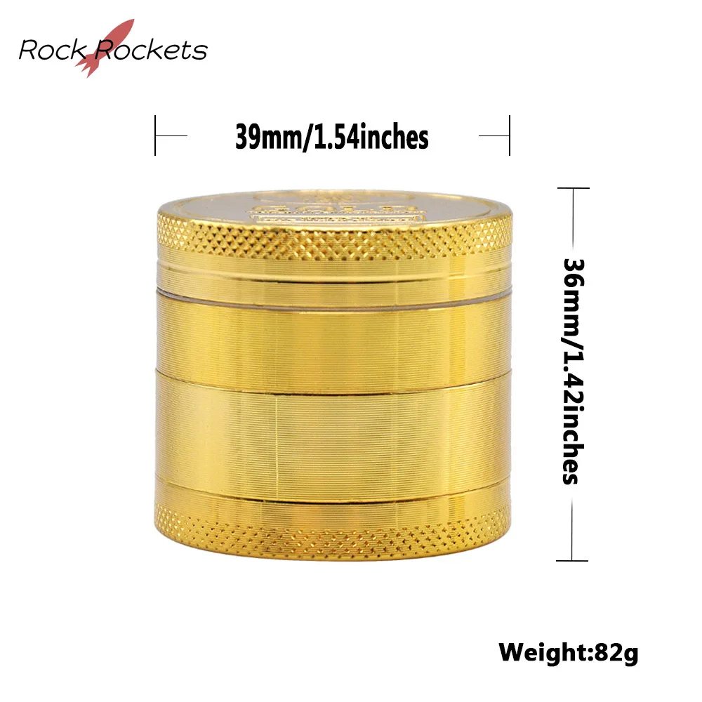 R&R High Qulity 4-layer 40mm Zinc Alloy Tobacco Grinder Manual Gold Metal Herb Grinder Smoking Accessories Gift for Boyfriend