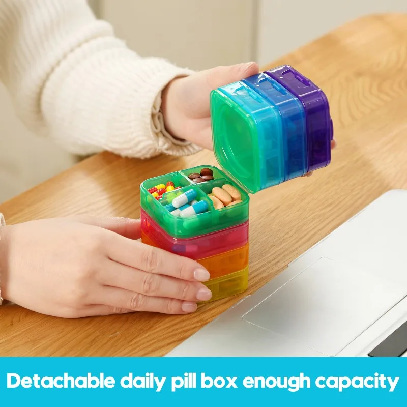 7-Layer Detachable Pill Box, Multifunctional Large Capacity Portable Free Combination Medicine Storage Organizer