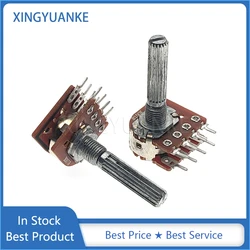 1PCS WH148 Type Double 8-Pin B50K B100K Fever Audio Volume Amplifier Potentiometer Handle Length 30MM Plum Shaft