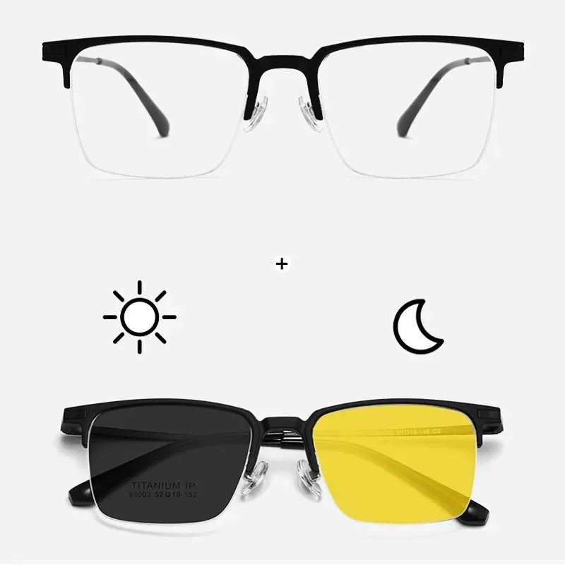 OLLYMURS موضة جديدة خفيفة للغاية التيتانيوم النقي مشبك مغناطيسي نظارات الأعمال وصفة طبية بصرية نصف إطار نظارات رجالية
