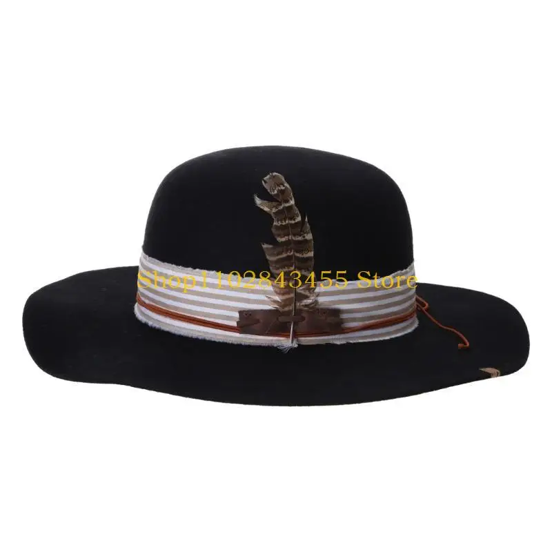 49MC Wool JazzCap Flat Top Hat HippiesCap Adult Fedora Teens Stage Show Headwear