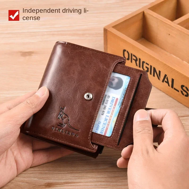 Fashion Men's Coin Purse Wallet RFID Blocking Man PU Leather Wallet Zipper Business Card Holder Money Bag Wallet for Male