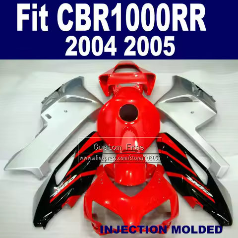 New Custom Injection fairing kit for Honda parts CBR1000RR 2004 2005 CBR 1000 RR 04 05 CBR1000 RR red silver fairings set