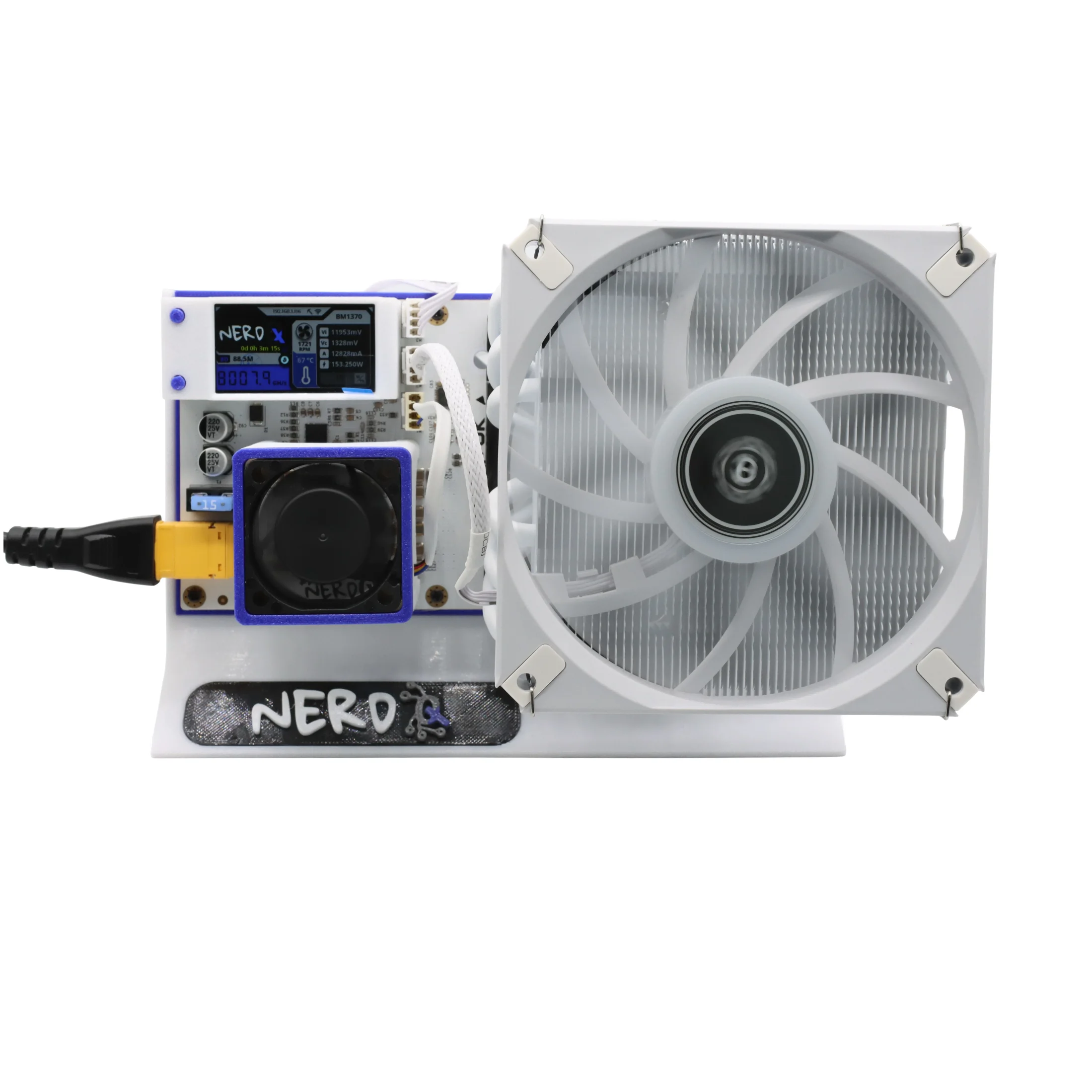 Bitcoin Miner Nerd QX 8T 140W Stromverbrauch Bitcoin Solo Home Miner mit Netzteil für den Heimgebrauch BM1370 Weiß