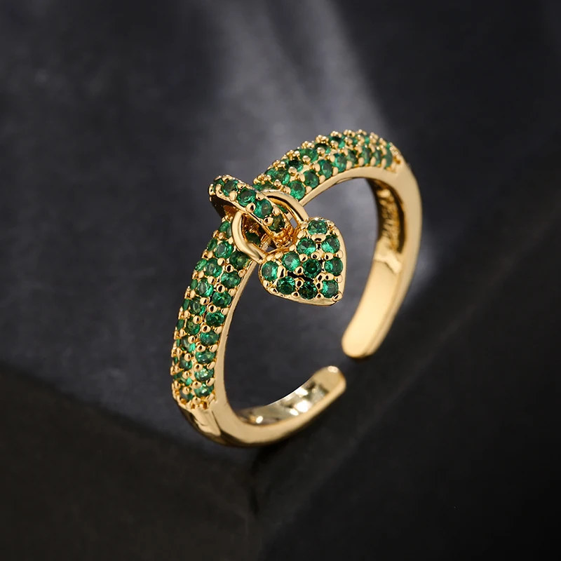 GANPUP Elegante Funkelnde Zirkon-Herz-Charm-Ringe für Damen, Modischer Neuer Trendiger Verstellbarer Ring, Schmuckgeschenk für Party und Urlaub – Detail 5