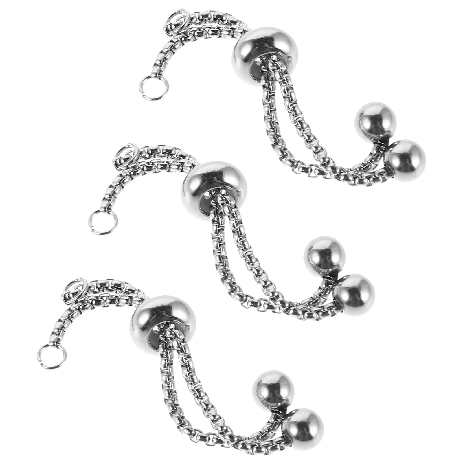 

3Pcs Stainless Steel Push Pull Bracelet Chain Adjustable Slider Extender Chains Vacuum Plated Durable Diy Jewelry Accessories