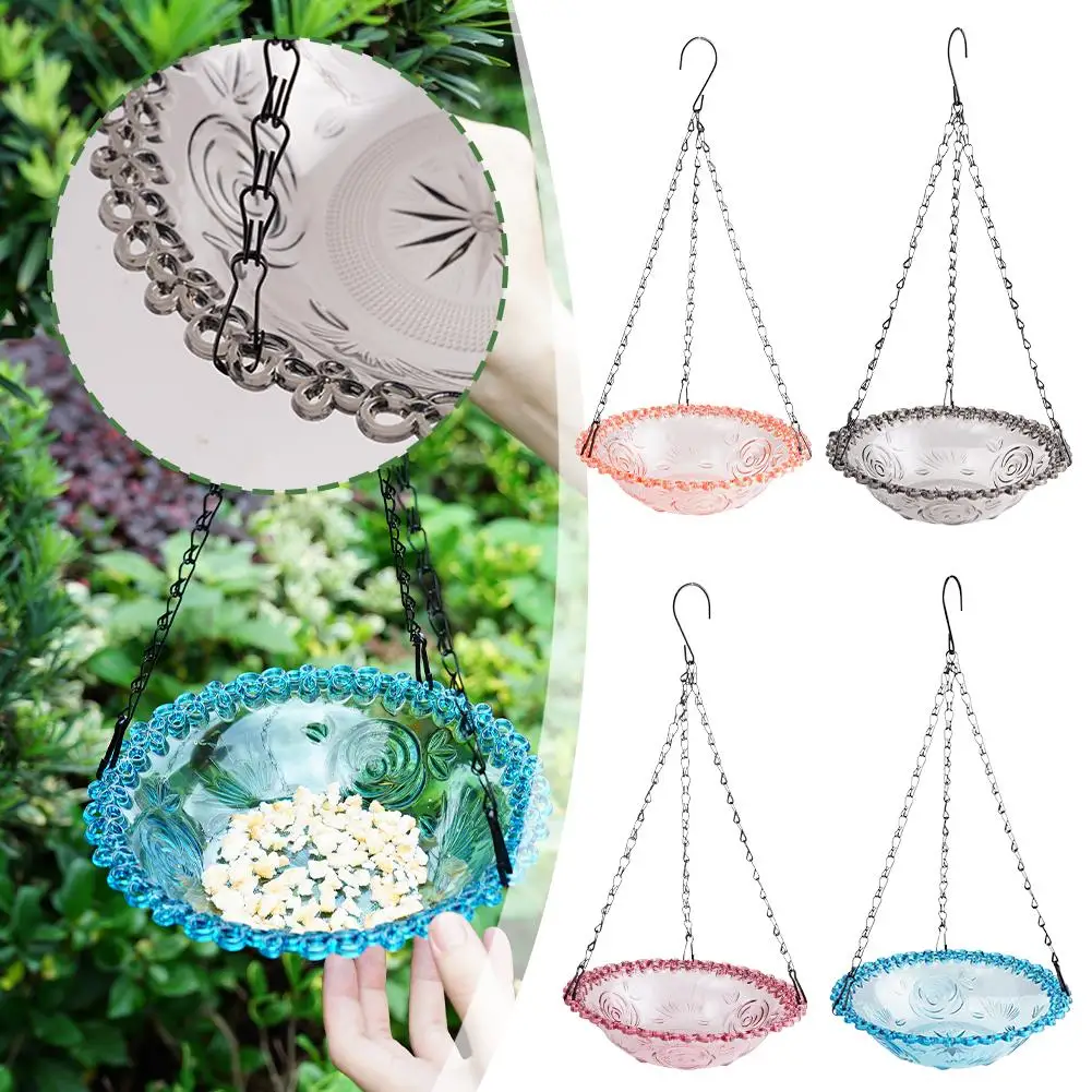 Bird Flower Shaped Hanging Bird Feeder And Birdbath For Garden Outdoor Decor, Yard Farm And Hummingbird Feeder Supplies H7O2