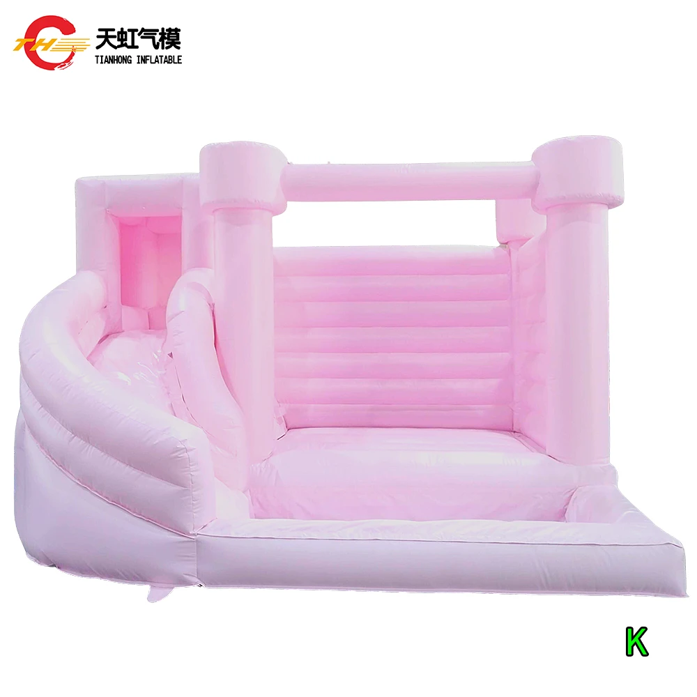Château gonflable de saut de 4x4m, maison de rebond avec fosse à balles, château gonflable blanc pour fête de mariage avec piscine coulissante