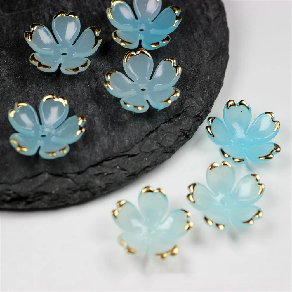 50pcs/lot 19MM Gold Edge Flower Spacer Loose Acrylic Beads For Jewelry Making Bracelet Necklace Earring DIY Craft Accessories
