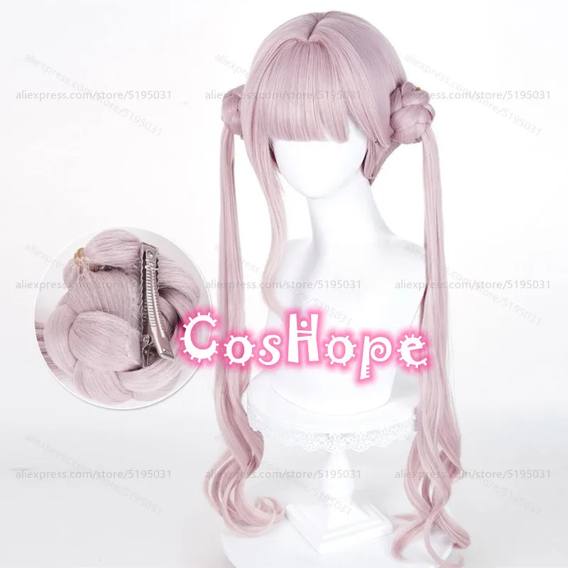 Tsukumo Kako Cosplay-Perücke mit doppelten Pferdeschwänzen, rosa Perücke, Cosplay, Anime, hitzebeständige synthetische Perücken für Halloween-Party-Kostüm