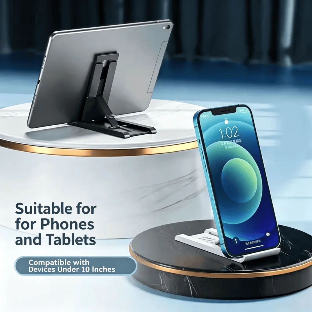

Adjustable Foldable Phone & Tablet Stand, Portable Universal Desktop Holder for Live Streaming & Lazy Use