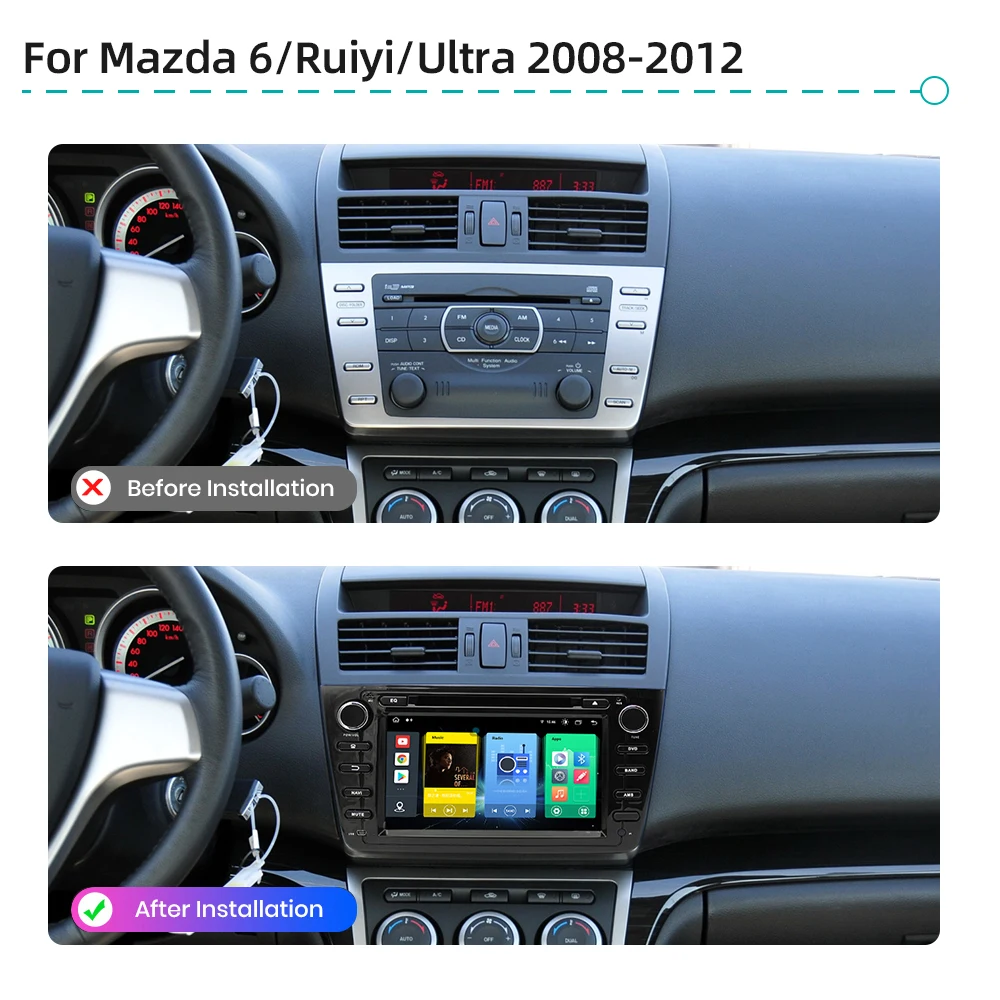 8G 256G Android 13.0 CarPlay IPS Car Multimedia Player GPS RDS 4G WiFi Bluetooth Car Radio For Mazda 6 Ruiyi Ultra 2008-2012