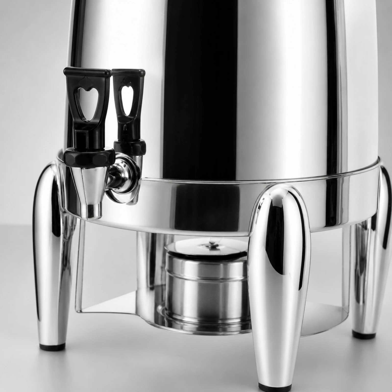 12 L Countertop Beverage Dispenser Polished Silver-Tone Beverage Dispenser with Alcohol-Heating Base Self-Service