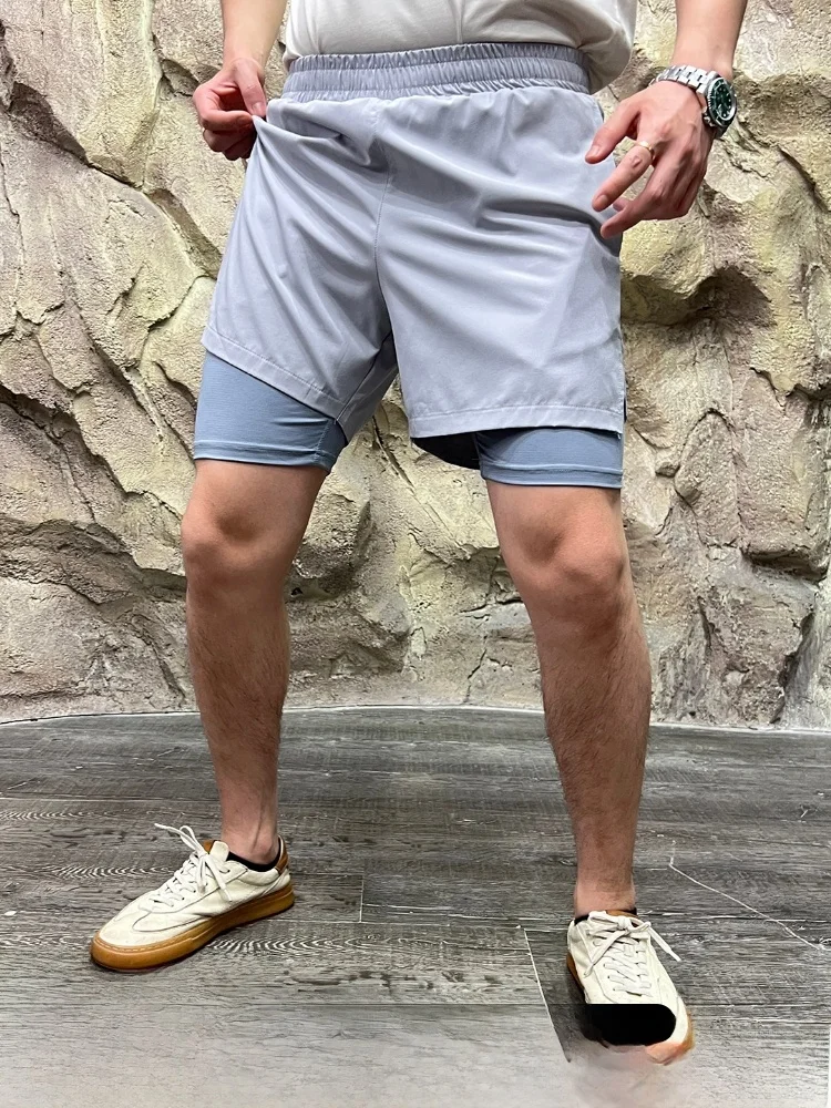 

Мужские летние быстросохнущие дышащие эластичные шорты с эффектом двухслойности, повседневные, прямого кроя, со средней посадкой, для молодежи