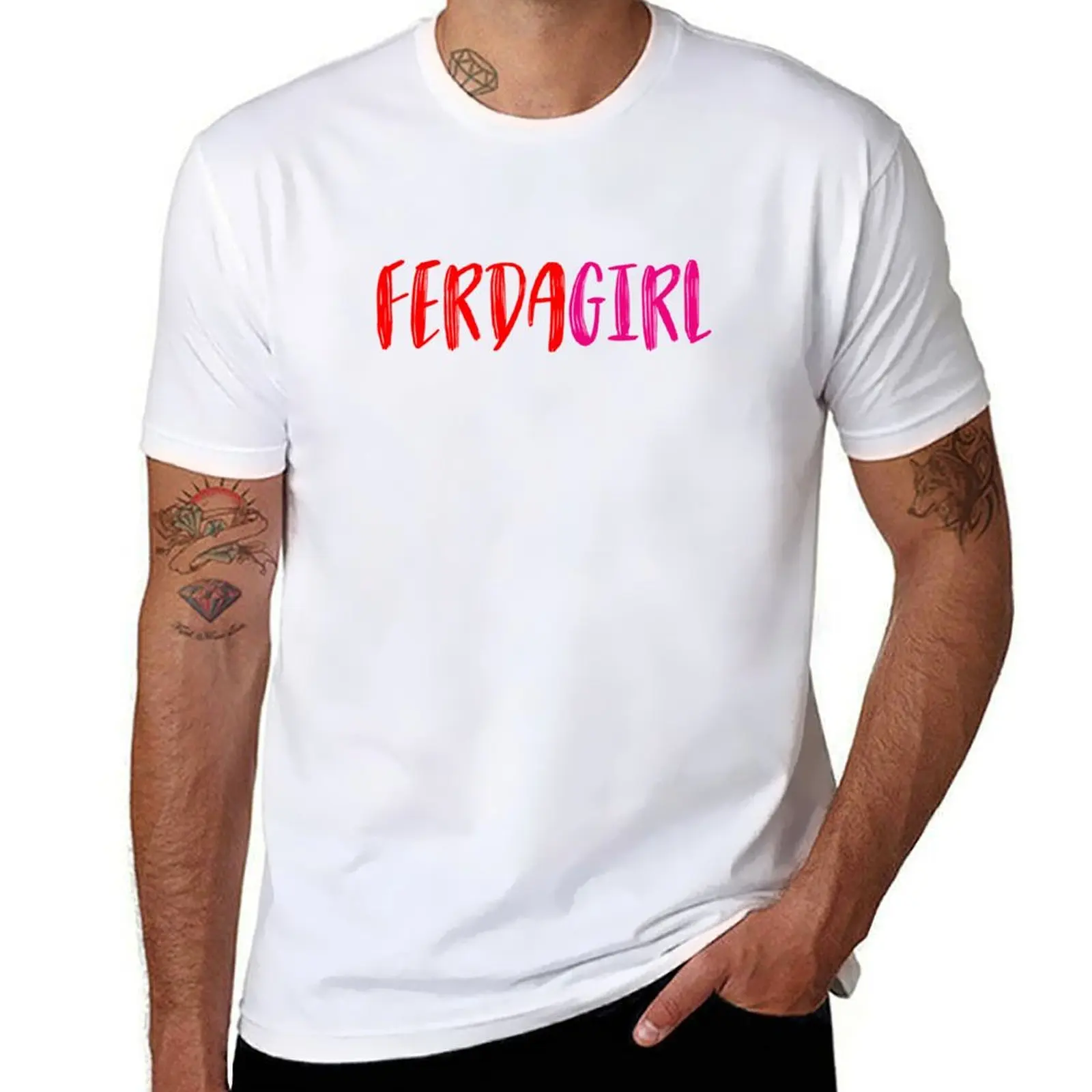 

Ferdagirl in red and pink brushed letters T-Shirt t shirts for man pack cotton man t shirt cotton T-Shirt