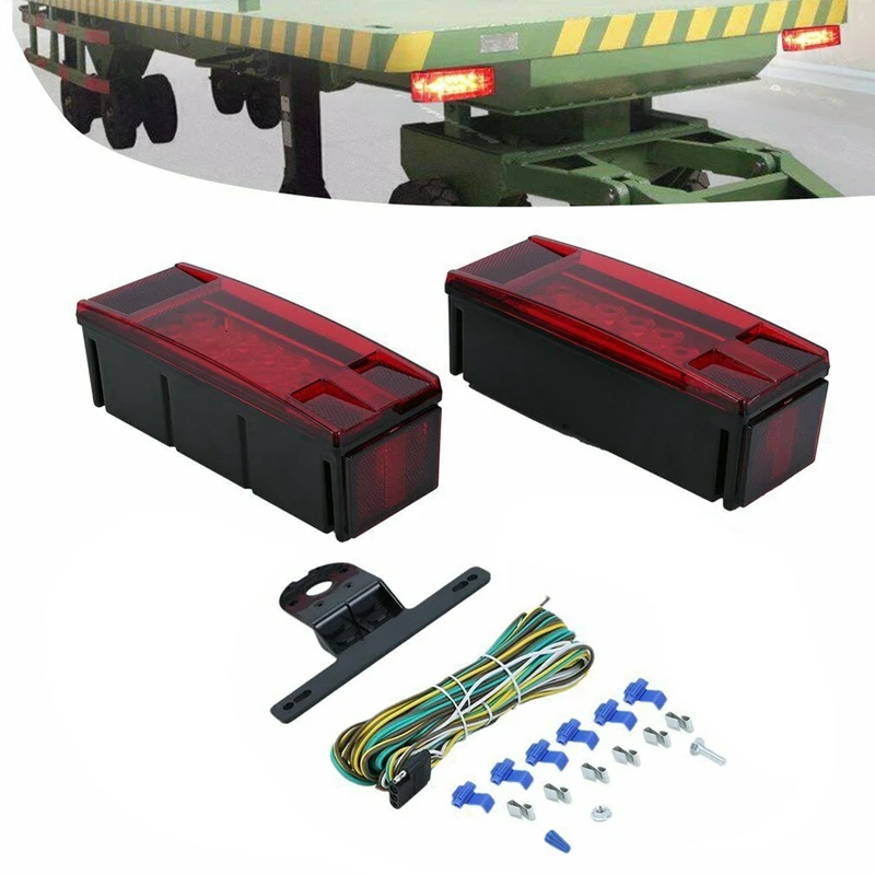 LED Submersible Trailer Tail Light Kit Under 80 Inch Boat Trailer W/Wire&Bracket