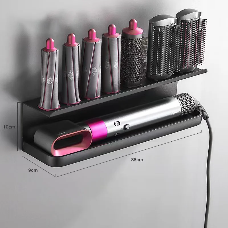 Suitable For Dyson Curling Iron Storage Rack Storage Rack Hair Dryer Stand Hanging Rack Wall Perforated Black Storage Rack