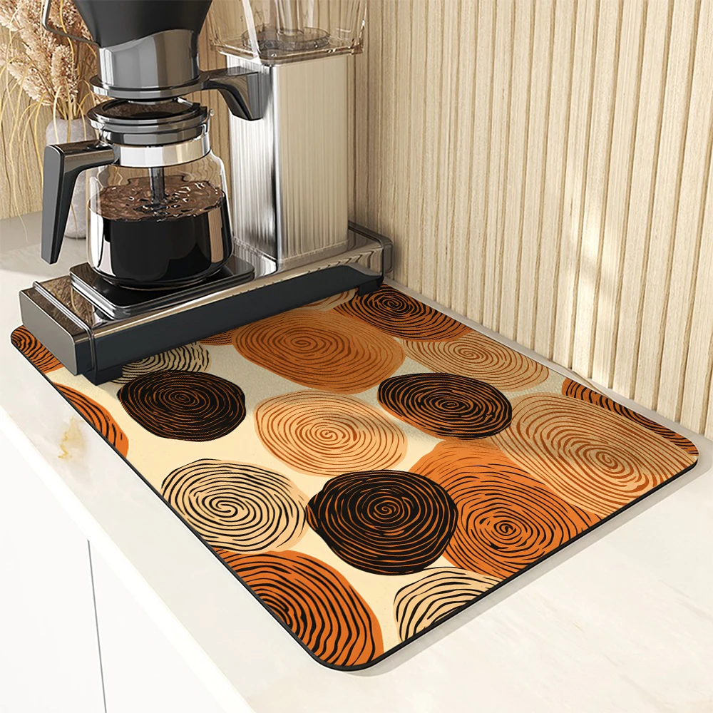 1pc Drying Mat Color Block Line Abstraction Non-Slip Absorbent Mat Tableware Kitchen Counter Drain Mats Placemats for Table