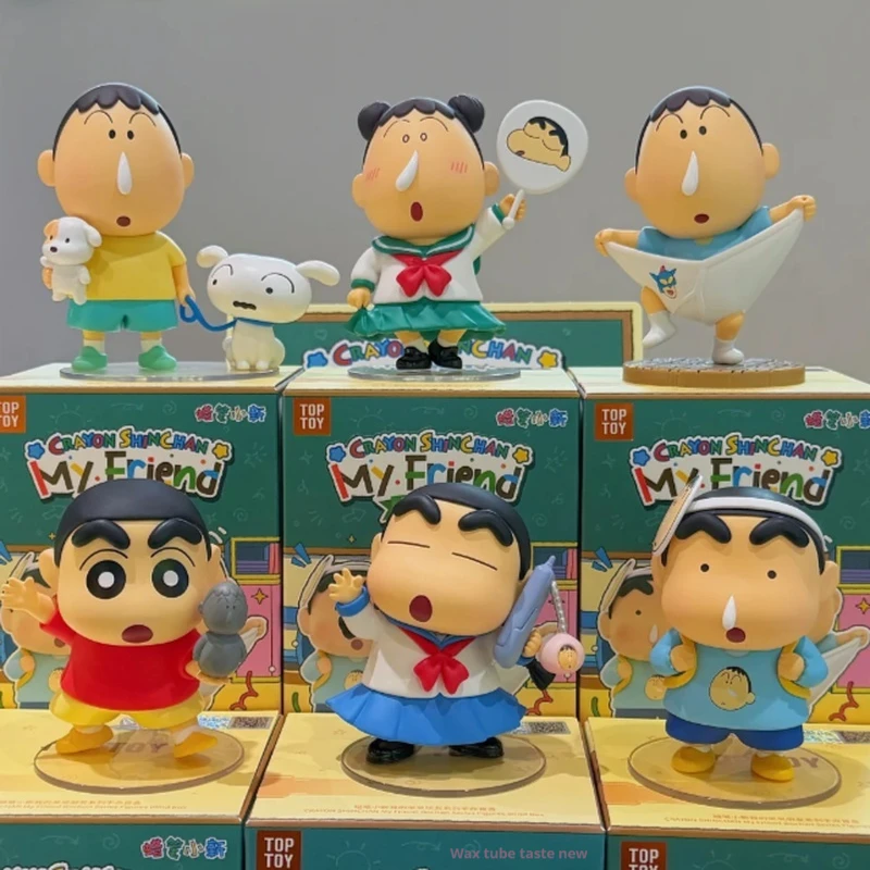 Figura Coleccionable Original de Crayon Shin Chan, Serie Mi Amigo Bochan, Caja Sorpresa, Adorno Divertido para Escritorio, Regalo para Fanáticos del Anime, Decoración para el Hogar