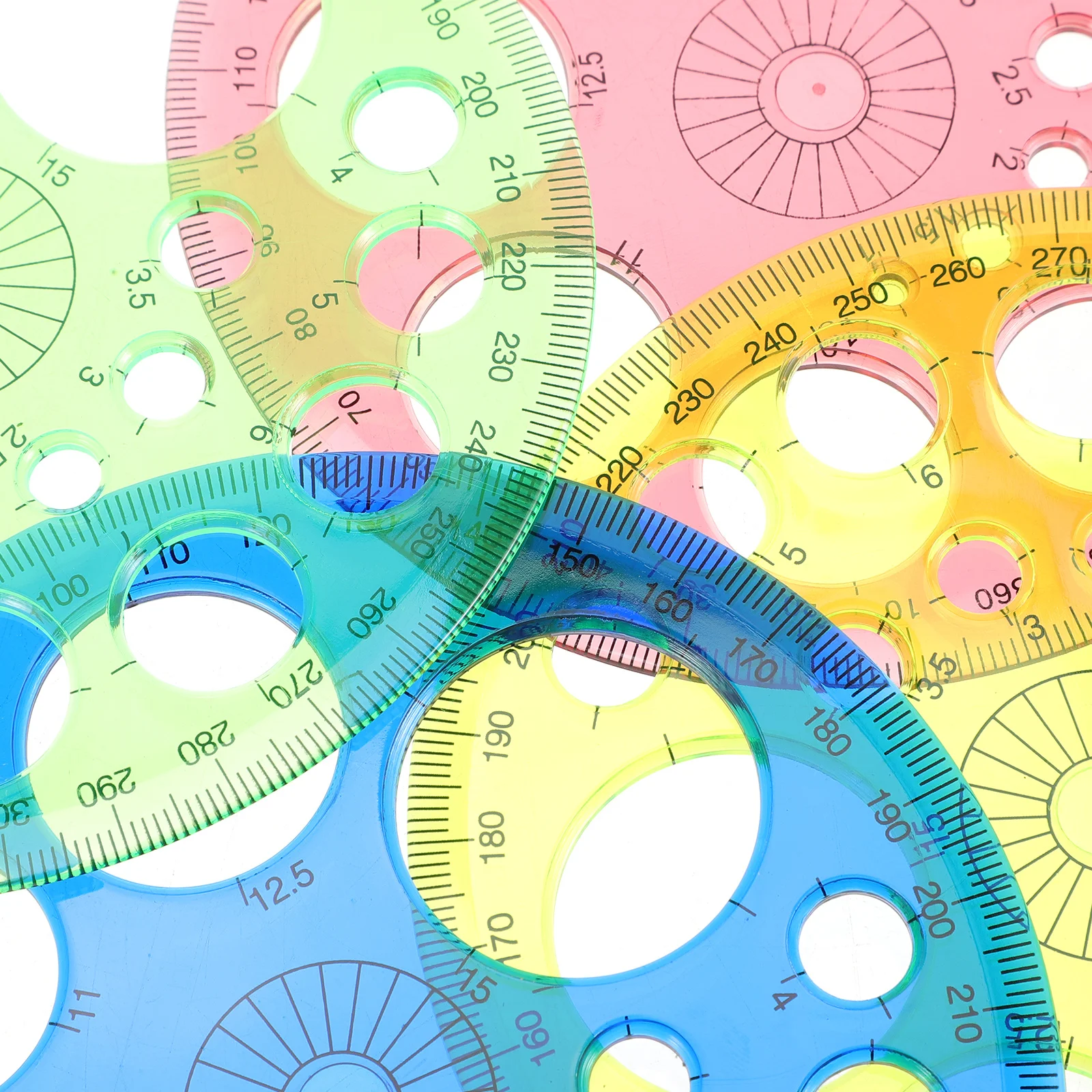 10pcs Degree Plastic Measuring Tool Math Geometry Students Protractor Drafting Ruler Student Portable Scale