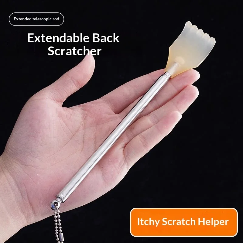 Extendable Telescopic Back Scratcher Resin Claw Head with Hanging Chain Itch Relief Tool for Home Travel Elderly