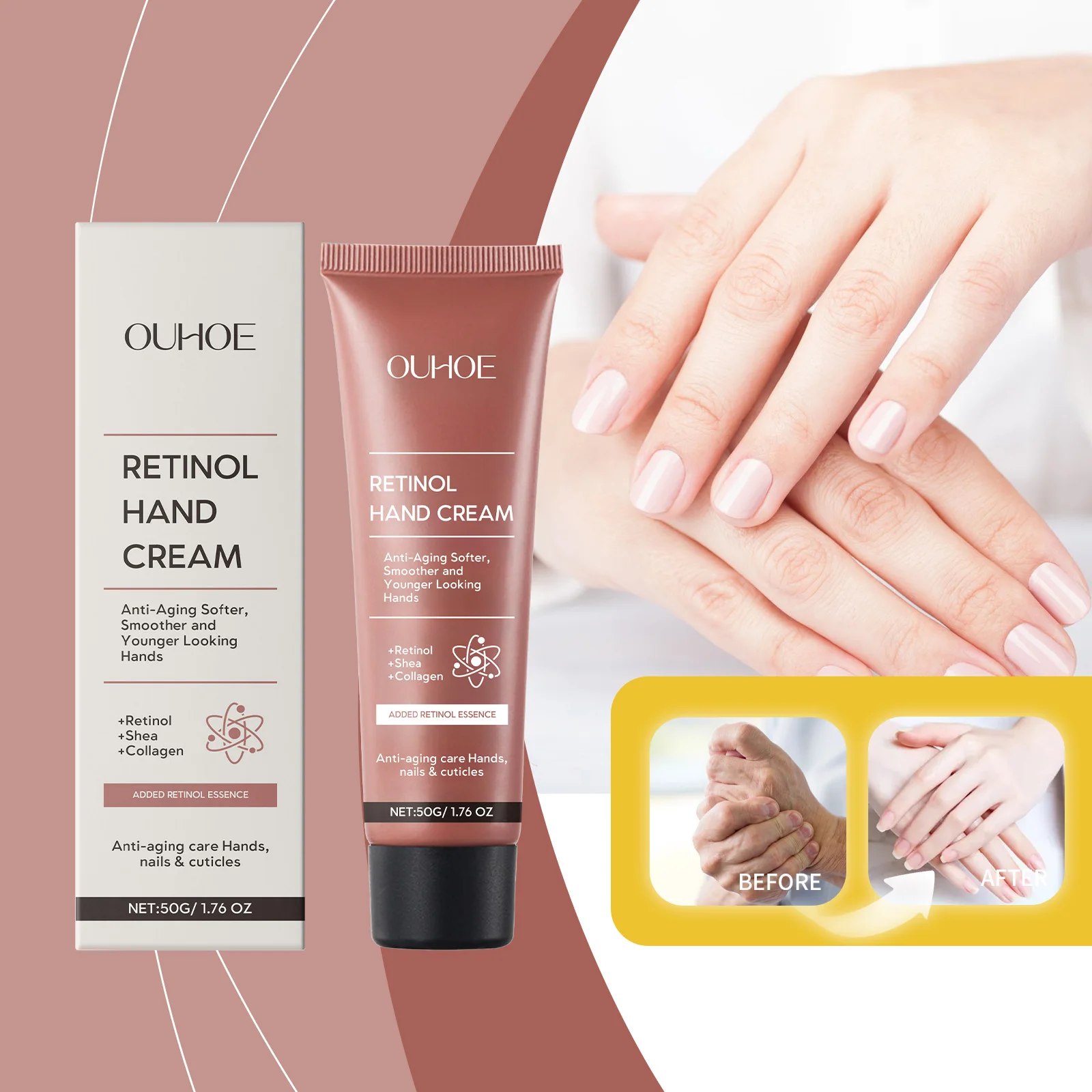 Retinol Hand Cream - Anti-Aging Hand Treatment with Retinol, Shea Butter & Collagen, 50g/1.7oz