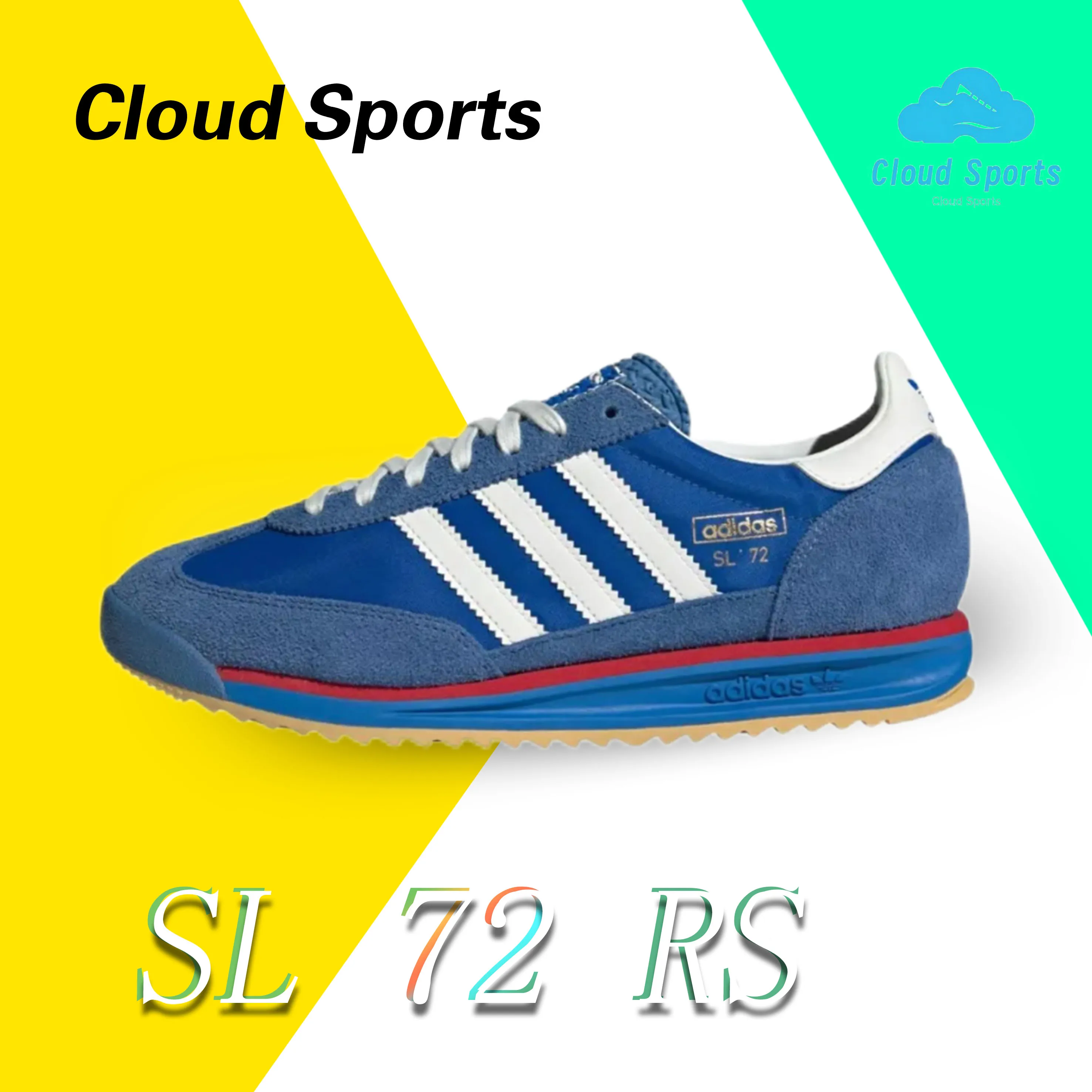 Adidas SL 72 RS Thin Sole Men's and Women's Sneakers Winter Lightweight Comfortable Casual Shoes Retro Classic Sneakers Blue