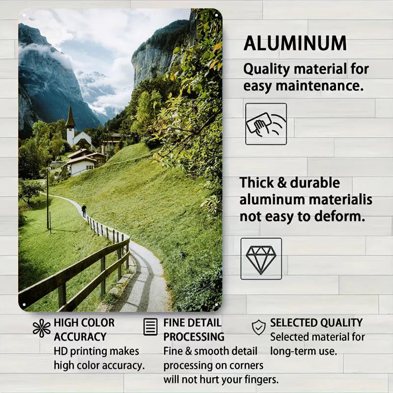 مسار القرية السويسرية علامات معدنية النقل ملصق ديكور المنزل غرفة المعيشة مخصص صفيح تسجيل لتزيين جدران الفن #4