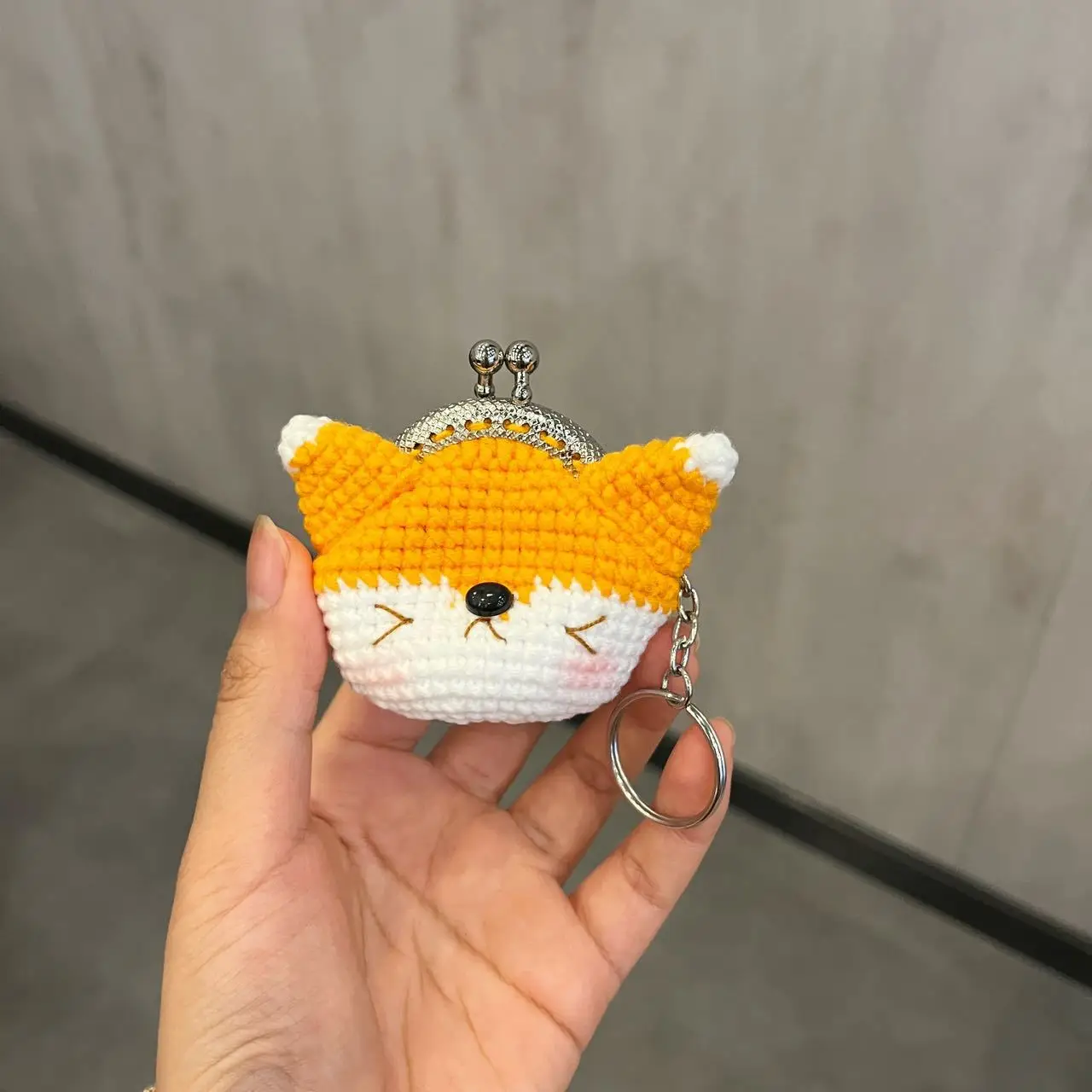 Cute Animal Crochet Small Bag Keychain Knitting Sheep Doll Mini Earphone Bag Keyrings Handmaking Weaved Rabbit Keychain Pendant