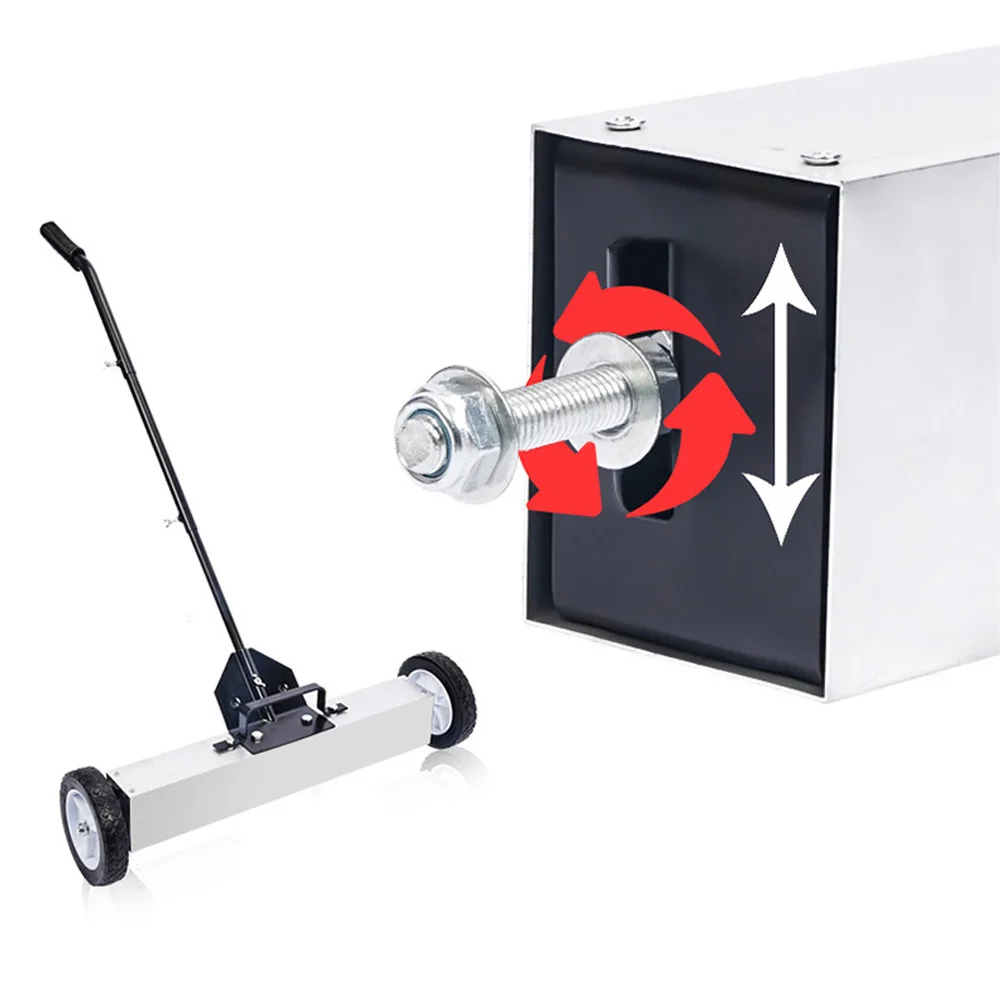 Hand-Pushed Strong Magnetic Iron Pick-Up Truck for Cleaning Iron Pins in the Workshop
