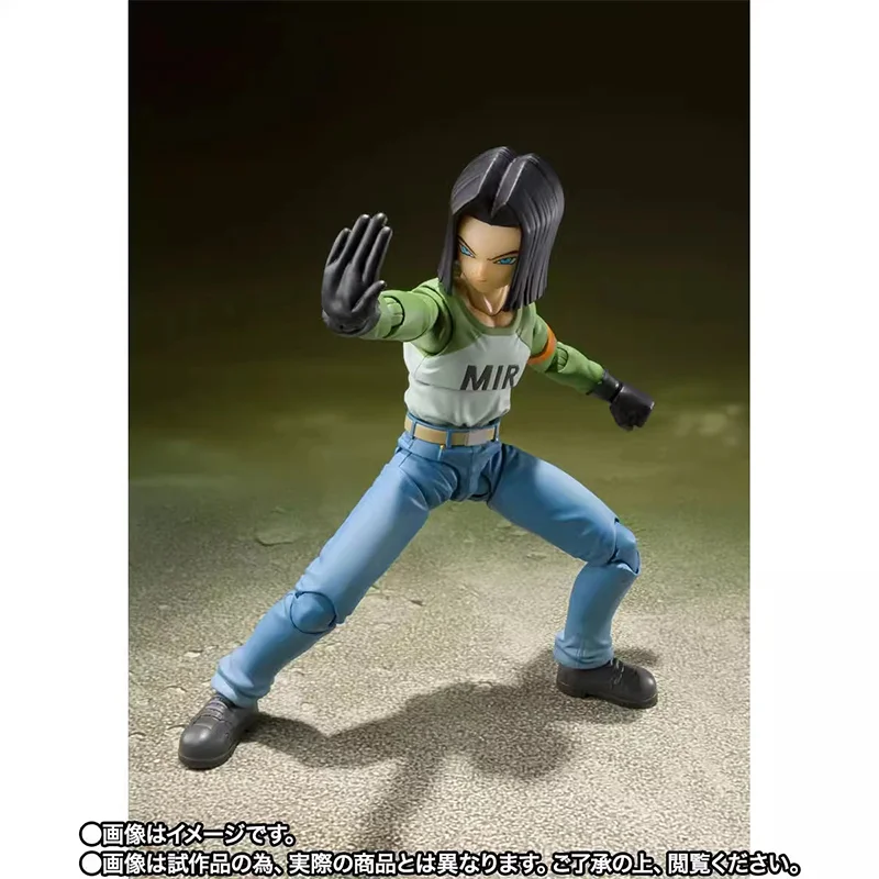 BANDAI-SHF Dragon Ball Anime Action Collection Figuras, S.H.Figuarts, Super Android 17, Android 18, Modelo em estoque, 100% Original