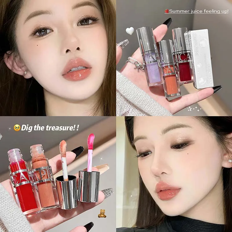 ملمع شفاه كابوفيني شفاف ومرطب، مكياج أحمر شفاه مرطب للشفاه الجافة