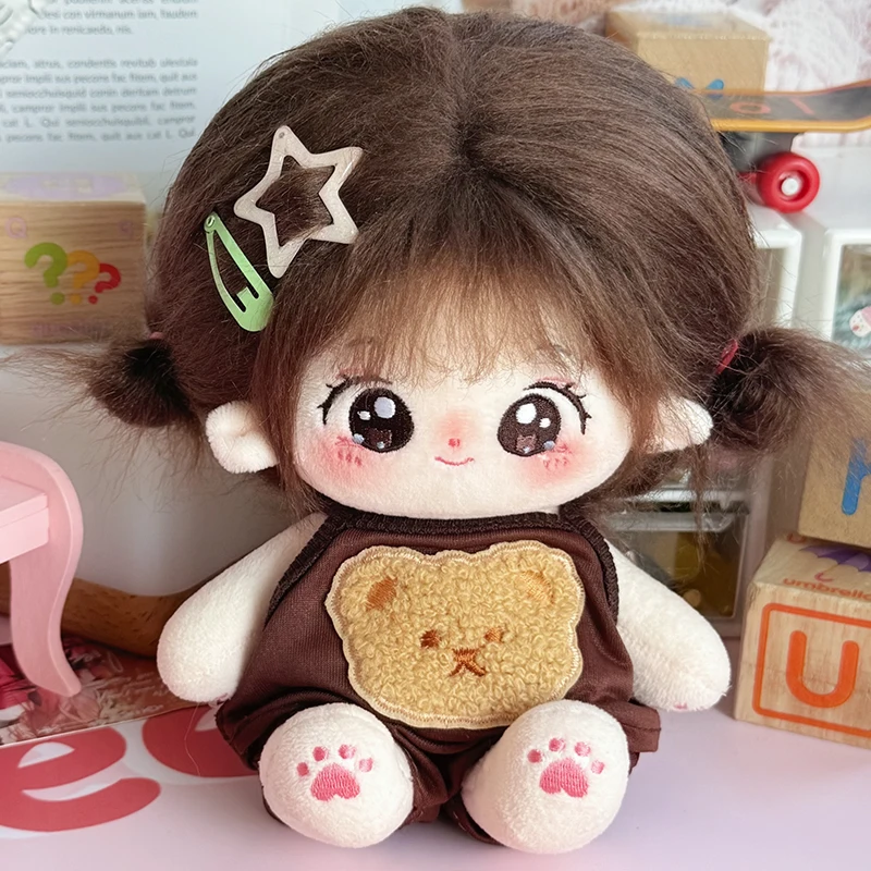 20cm Idol Doll Plush Cotton Star Dolls Kawaii Stuffed Baby Plushies bear overalls No Attributes Dolls Toys Kids Collection Gift