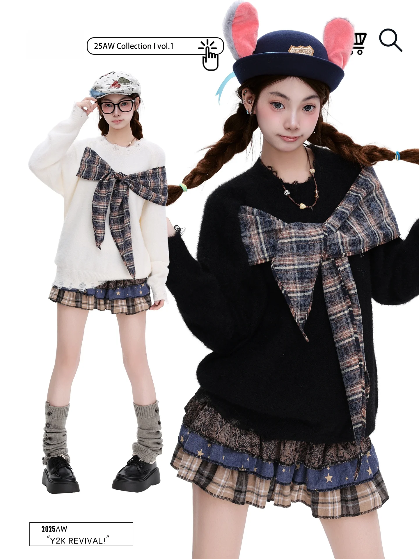 

Retro American Sle Knitted Sweater Women's Hole Design Warmth Youthful College Sle Gentle Woolen Scarf Tied Patchwork