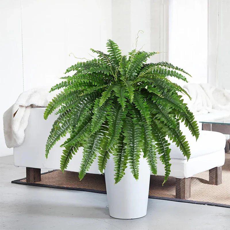 1 Stück Künstlicher Boston-Farn 60CM Kunstpflanze für Heim-Deko Garten Hochzeitsdekoration Outdoor Topfpflanze Veranda-Deko – Detail 5