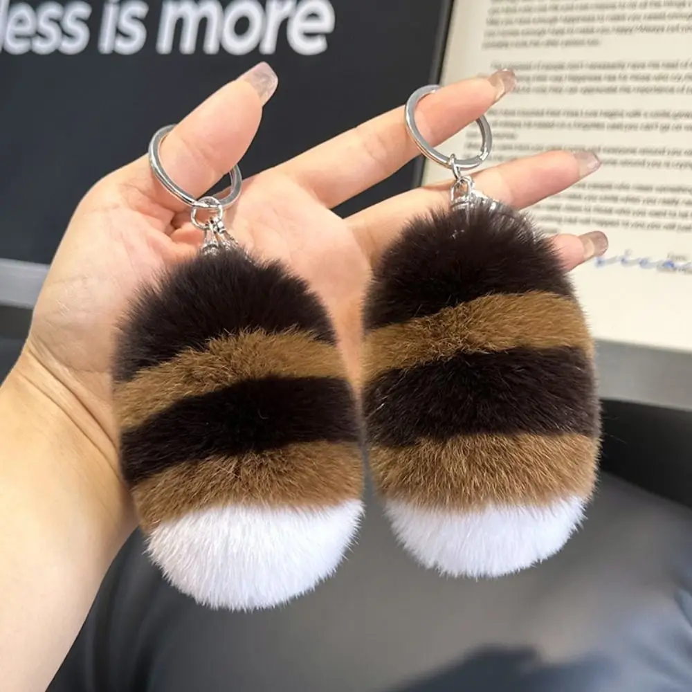 Rex Rabbit Raccoon Tail Keychain Phone Lanyard Fluffy Soft Rabbit Fur Keyring 10cm Plush Toy Pompom Tail Keyring Bag Charm