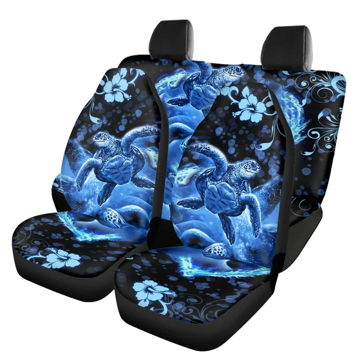 Breathable Car Interior Seat Covers Hawaiian Sea Turtle Print Comfortable Full Set Vehicle Seat Protector Soft Front/Back Autos